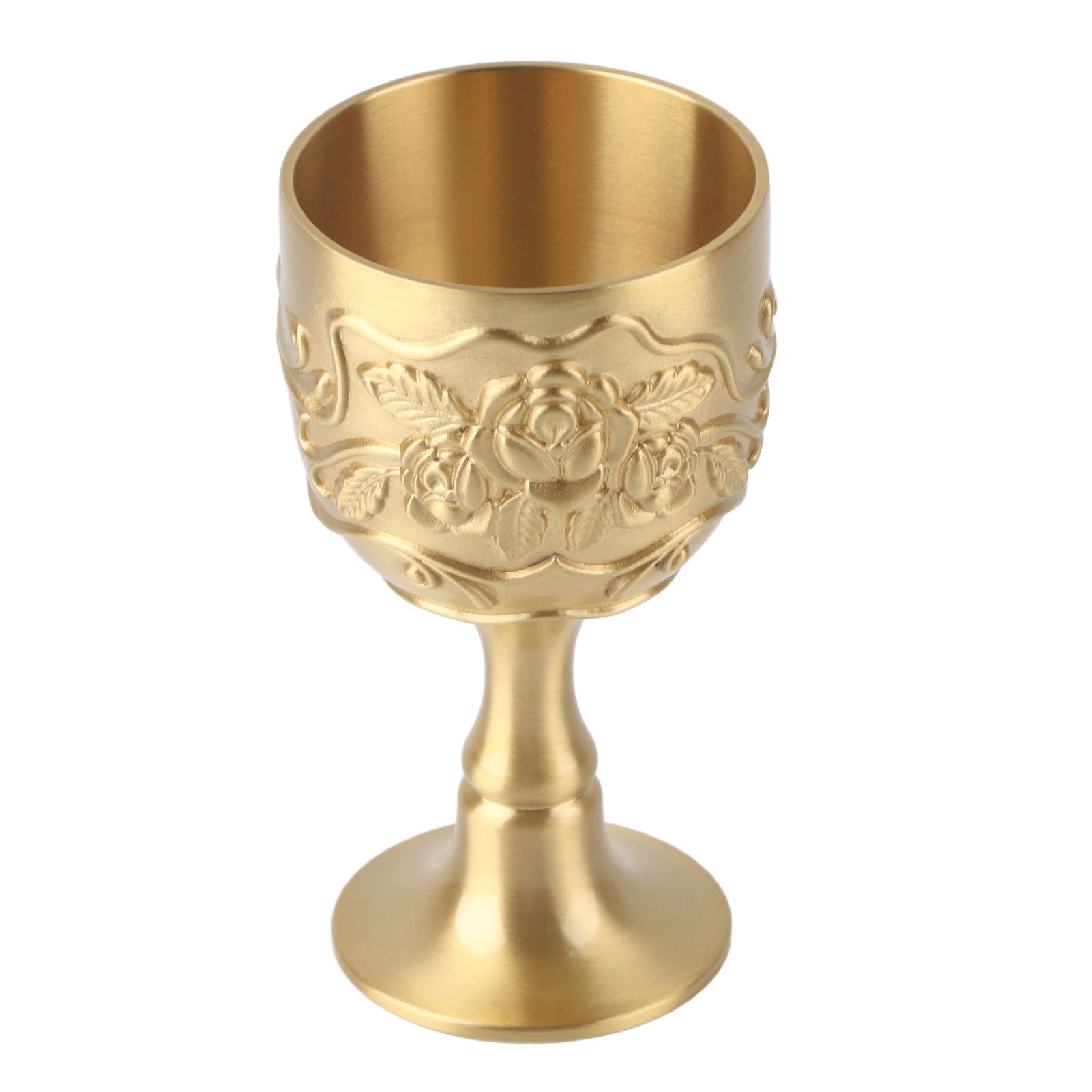 Glass Brass Embossed Rose King's Royal Chalice Cup Mutipurpose Non-slip for