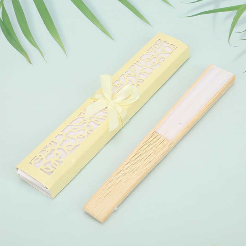 Chinese Style Hand Held Fan Silk Cloth Folding Party Wedding Decor with Box