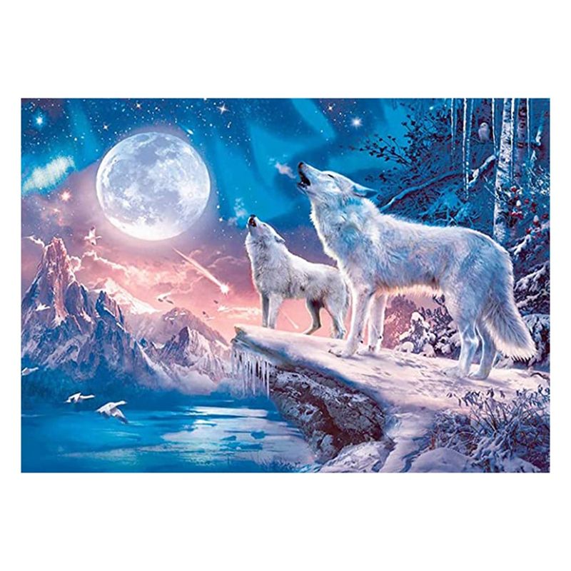 DIY 5D Diamond Painting Kits Full Drill Wall Hanging Diamond Painting Set for Moon and Wolf