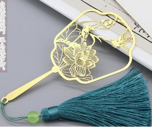 Chinese Cuckoo Lotus Fish Leap Magnolia Brass Tassel Classical Art Elegant Cultural Gift Bookmarks Stationery