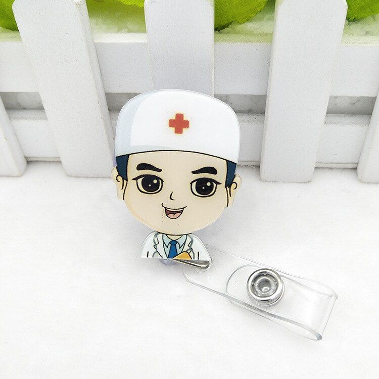 2pcs Acrylic Nurse Badge Reel Retractable Badge Reel  Id Badge Holder Badge Clip Id Card Holder Office Supplies