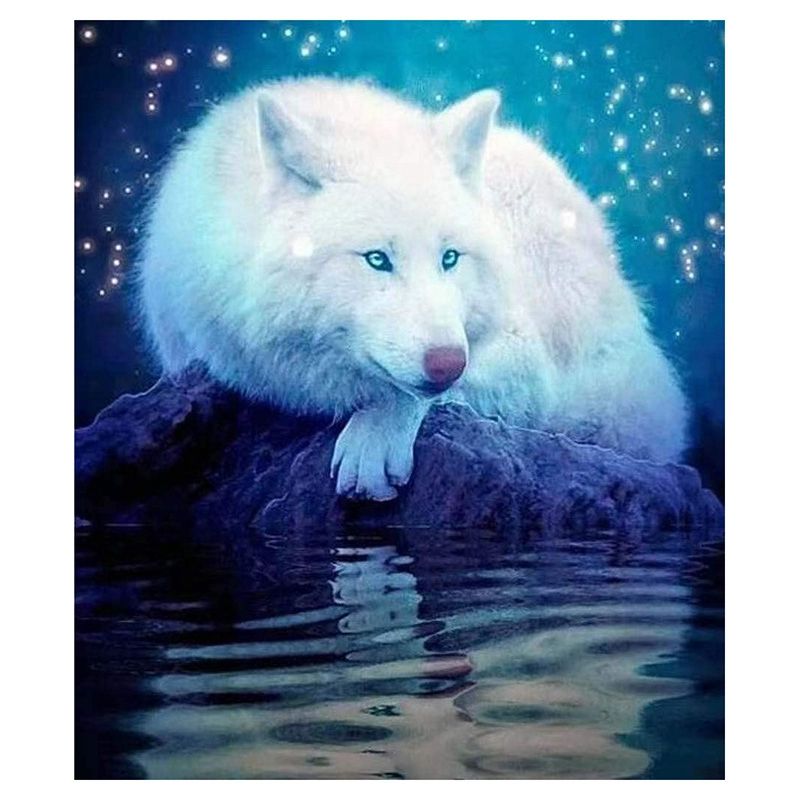Round Diamond Full Diamond Diamond Painting Set Living Room Decoration Children DIY White Wolf