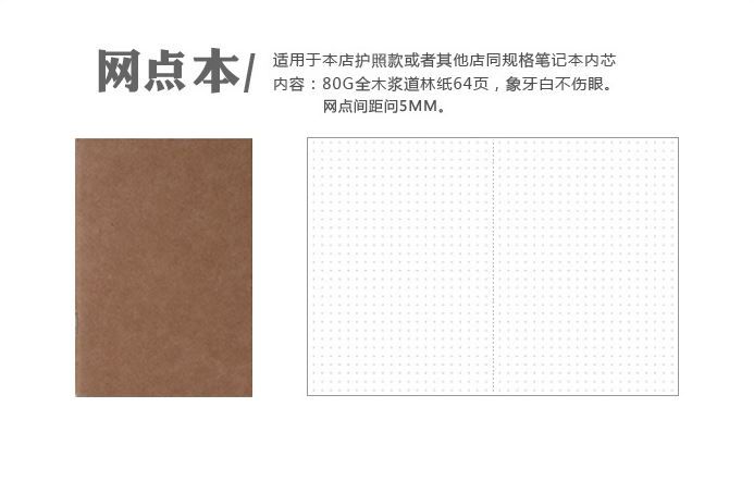 3.5"x4.9" Midori Traveler's Notebook Inner Refill Passport Style 90mmx125mm Blank Dot Grid Graph-Paper Ruled 32 Sheets(null)