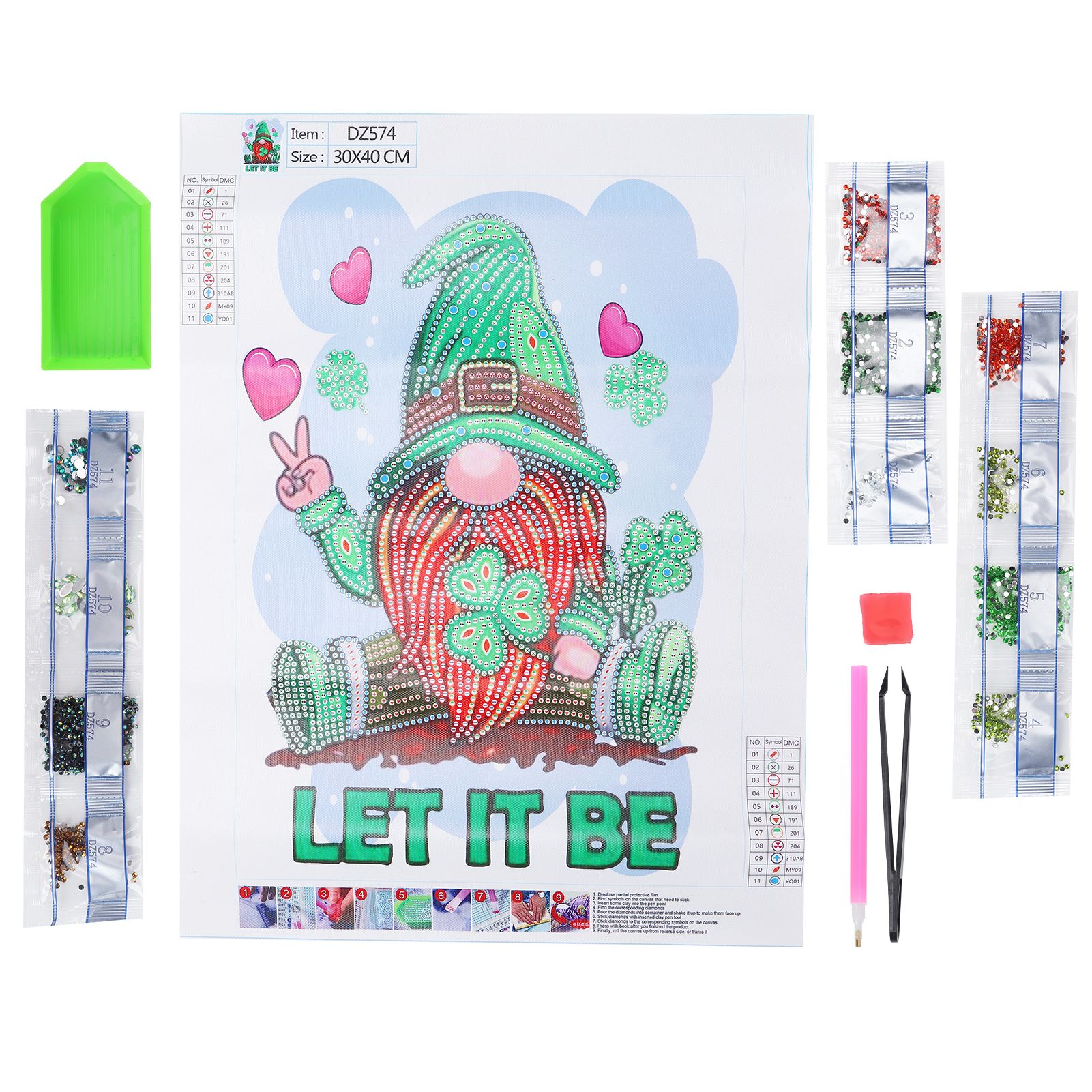 DIY Painting Gnome Rhinestone Art Exquisite Round Gems for Home Decoration Picture Living Room Bedroom