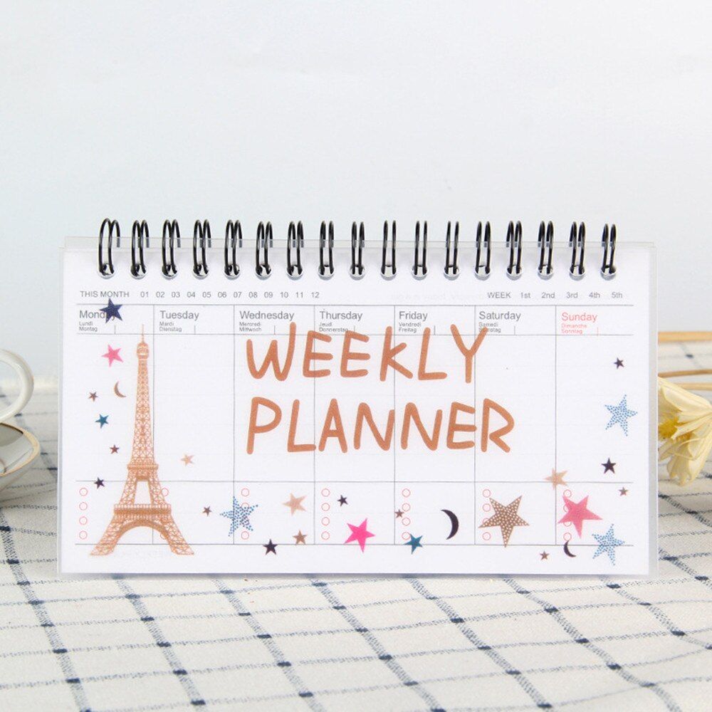 Cute Kawaii Cartoon Weekly Planner Coil Notebook Schedule Agenda Lovely Stationery Diary Agenda Kids Gift Mini 100Pages