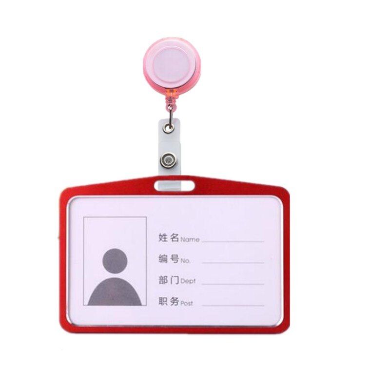 1pcs Aluminum Alloy Badge Holder with Plastic Badge Reel for Student school office Supplies