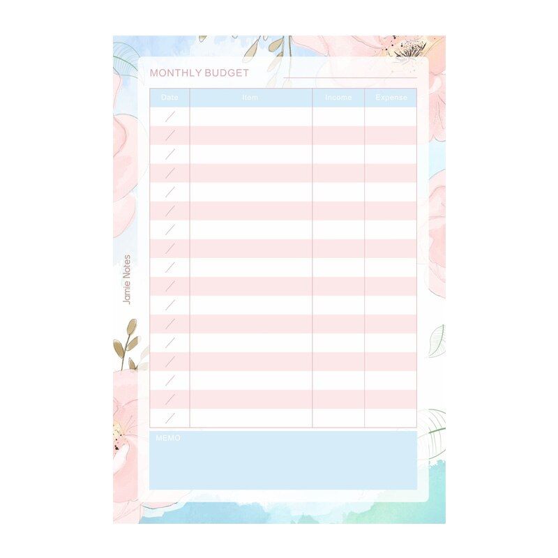 MyPretties Floral Budget Refill Papers A5 A6 Filler Papers for 6 Hole Binder Organizer Notebook Papers 40 Sheets for Planner(null)