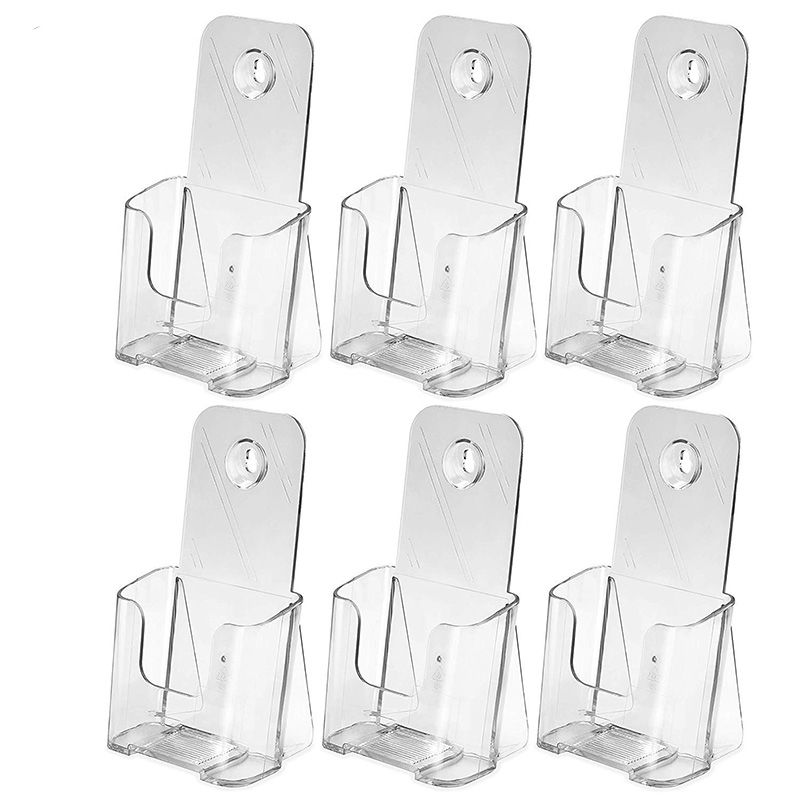 6 Pack Premium Trifold 4 Inches Wide Brochure Holder, Plastic Brochure Holder Wall Mount Clear Countertop Organizer Literature Holders Flyer Holder Plastic Display Stand , flyer holder - Not Specified