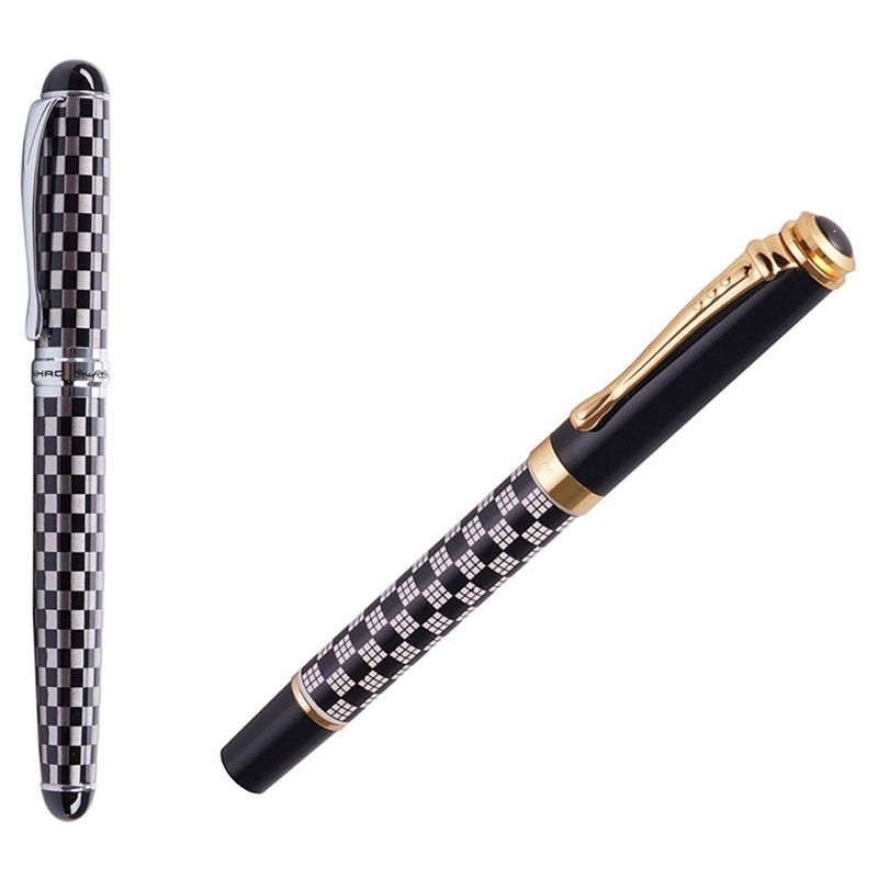 Jinhao X750 Chessboard Fountain Pen & Jinhao 500 Writing Iridium Gold Pen Fountain Pen Pen Tip 0.5mm,Black White