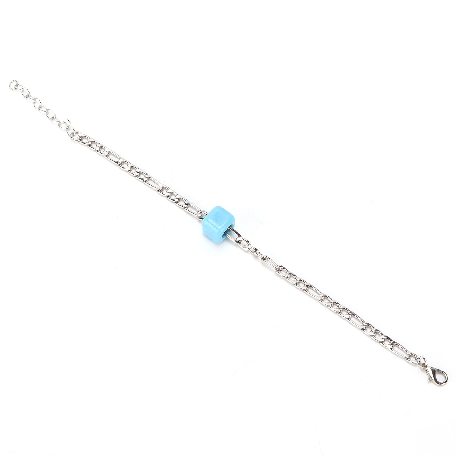 Blue Glass Bead Pendant Geometric Bracelet Bright Color Fashion Chains for Birthday Thanksgiving Christmas