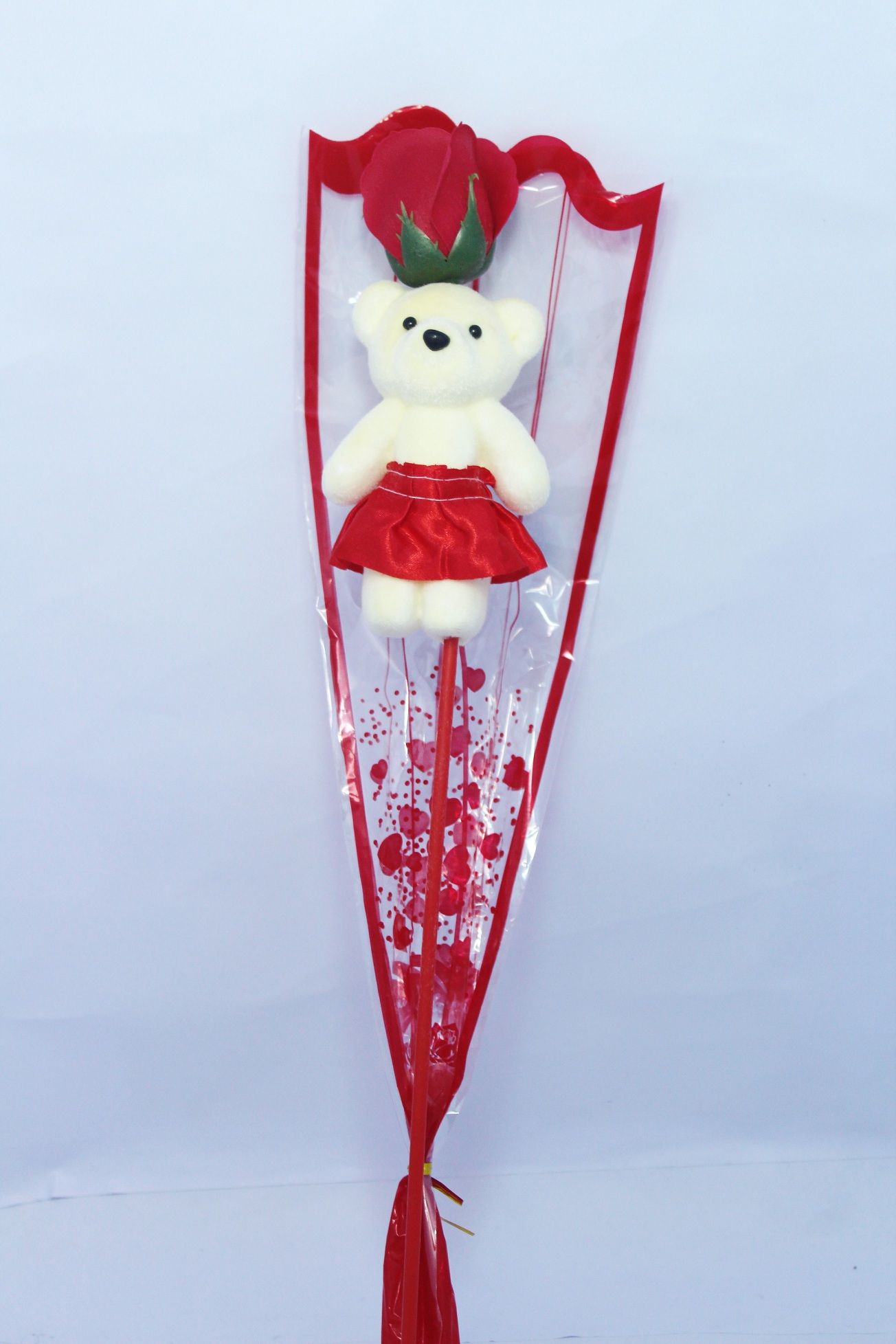 Premium Valentine Rose Stick With Teddy Bear Special Gift
