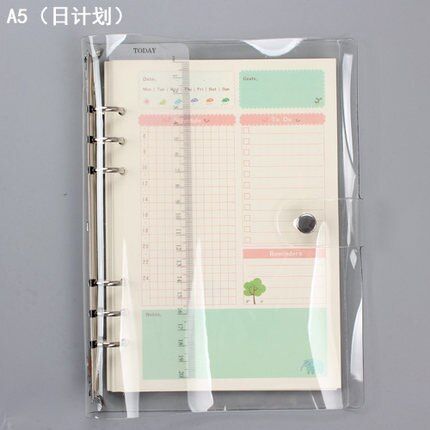 A5/A6 Transparent PVC Loose Leaf Binder Notebook WIth Inner Core Note Book Journal Planner Office Stationery Supplies