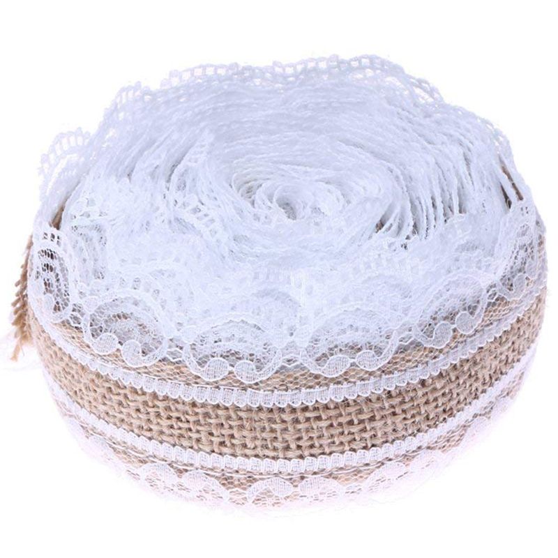 2.5cm x 5m Garland Roll Natural Jute Ribbon Burlap Hessian Lace for Vintage Rustic Wedding Decorations Home DIY Craft Decor Christmas Party Exquisite Product