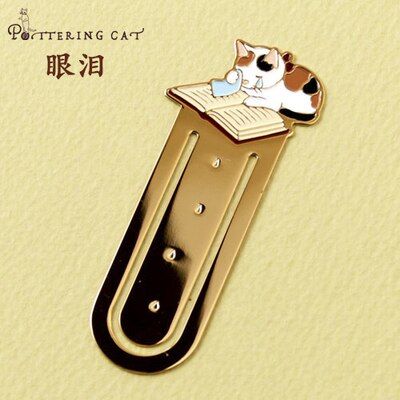 1 Pcs Bookmark Pottering Cat Japanese Cartoon Cute Cat Kawaii Kittens Book Mark Metal Bookmark School Office Supplies stationery