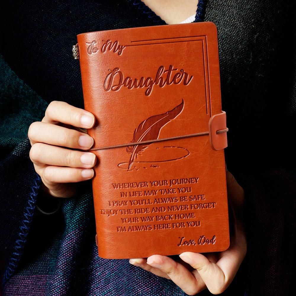 To My Daughter Where Ever Love Mom / Love Dad Leather Business Journal Notebook Diary Stationery School Office Supplies