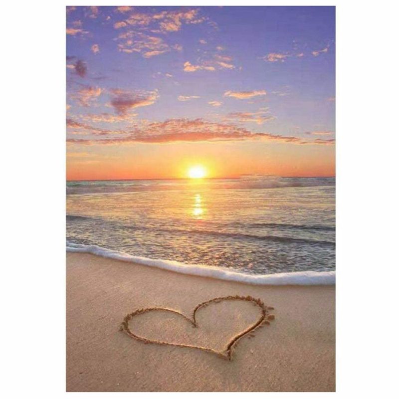 Diy Round Diamond Painting Exquisite Diamond Painting Set Sunset Romantic Beach Pattern Diamond Painting