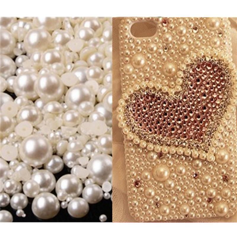 1000 Mix Size 2mm-10mm Iory Half Round Flatback Pearl Bead DIY Nail Phone Decor