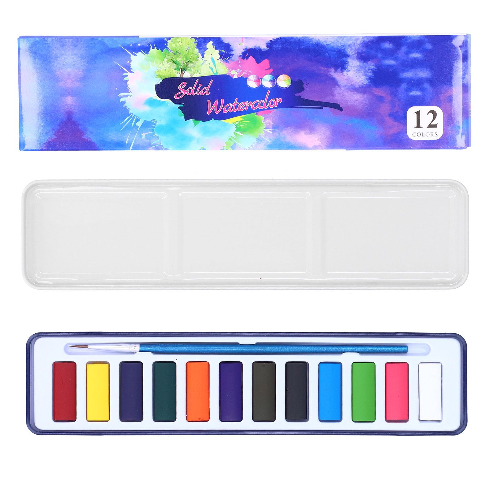 Solid Watercolor Drawing Portable Multicolor Paint with Hook Line Pen for Painting Supplies Art Students Lovers