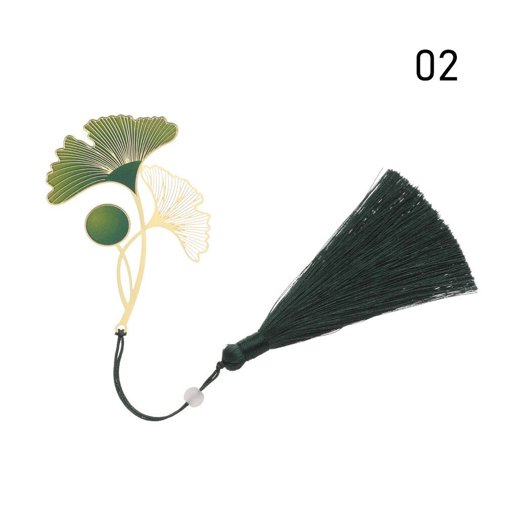 1PC Chinese Style Vintage Leaf Vein Bookmark Metal Clip Hollowed Feather Tassel Pagination Mark Stationery School Office Gifts