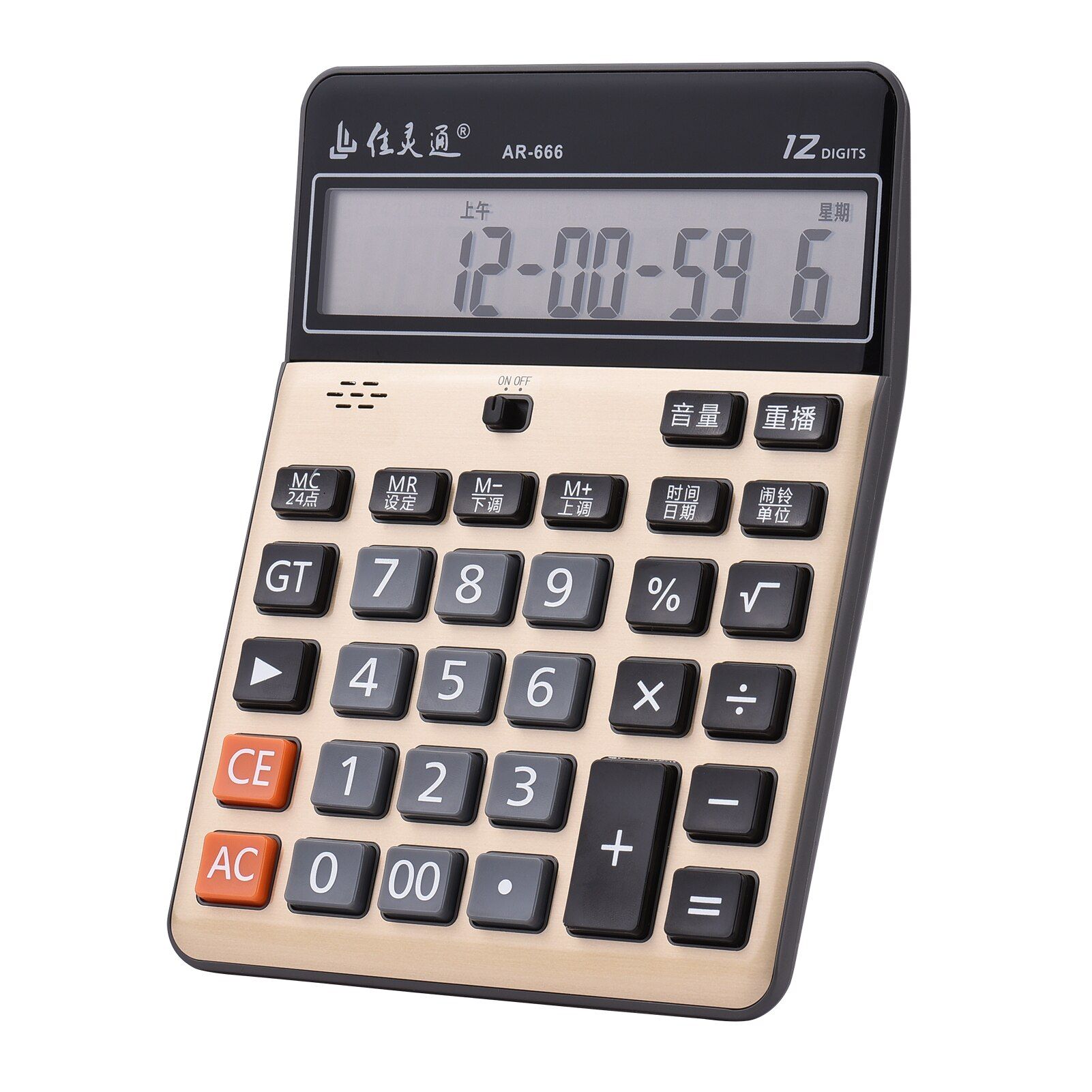 Electronic Calculator Musical Desktop Calculator 12 Digit Large LCD Display Accounting Calculator Time Date Alarm Clock Setting