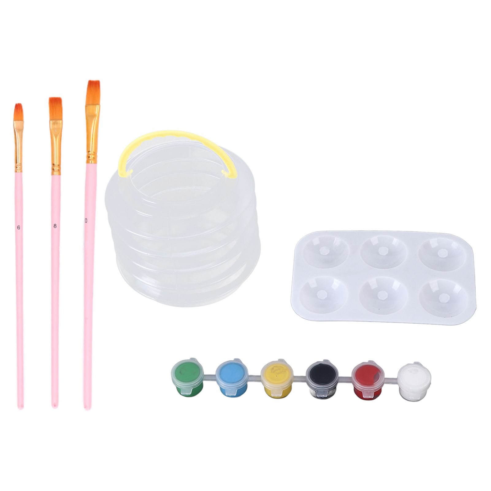 Romeng La Acrylic Paint Set 6 Colors Easy to Use Complete Tools Macaron Painting Brush for Home Studio Art School
