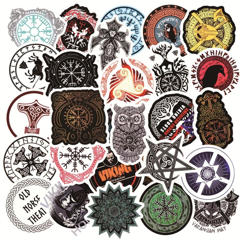 Magic Pentacle Tatoo Symbols Amulet Viking Stickers For Motorcycle Luggage Skateboard Bicycle Fridge Sticker Set