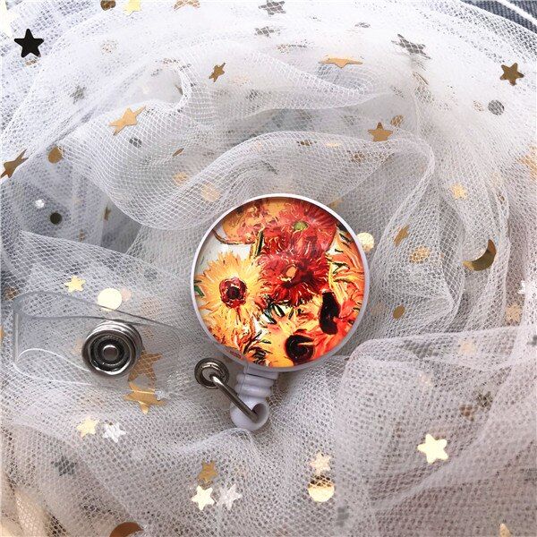 1pcs Cute flower Graffiti Floral Retractable Badge Holder Reel Exhibition ID Enfermera Name Card Nurse Office student Chest Card