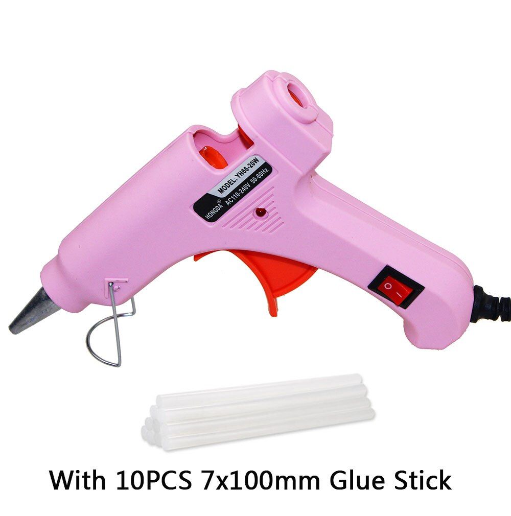 Pink Handy Professional High Temp Heater 20W Hot Glue Gun Repair Heat Tool With Hot Melt Glue Sticks