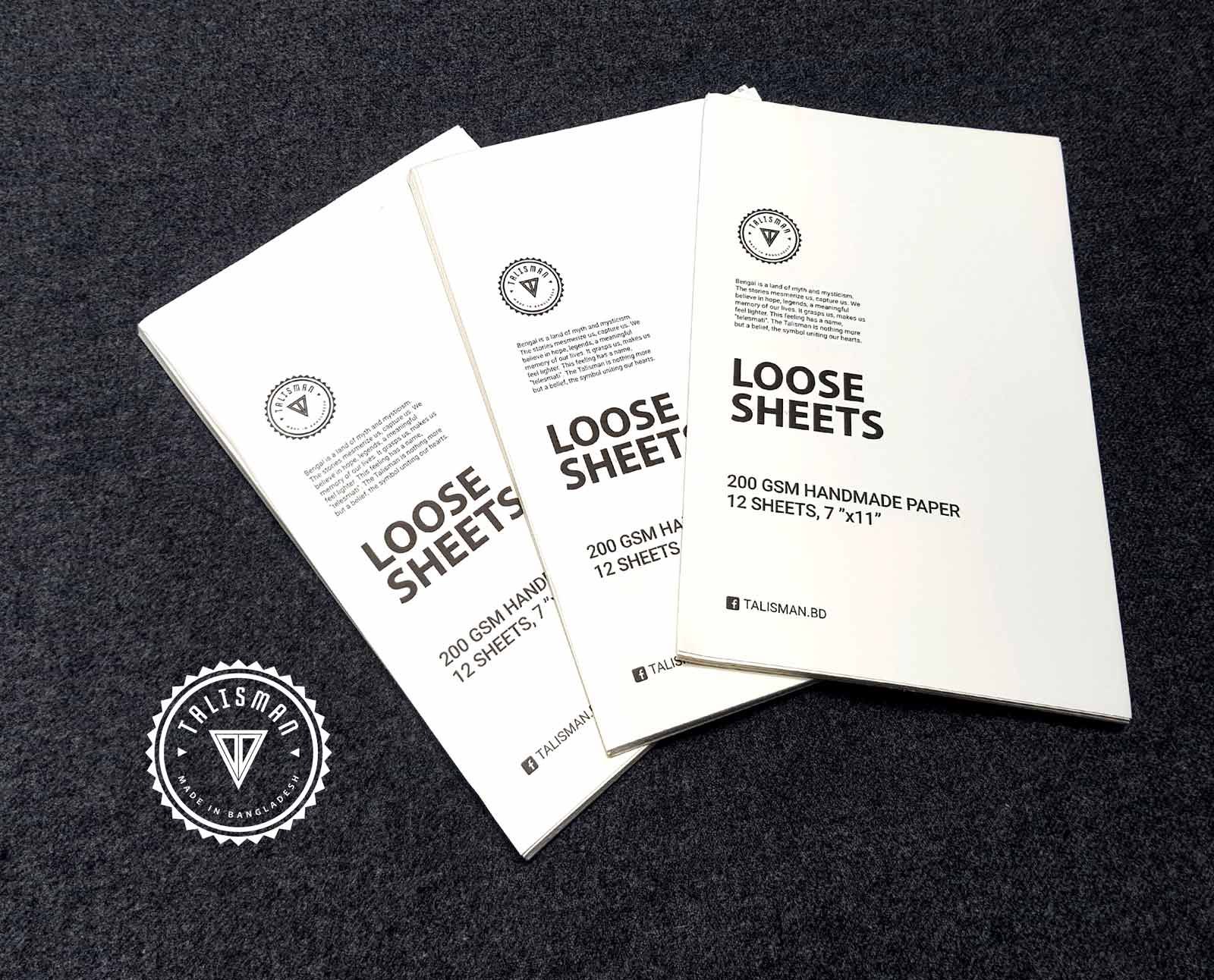 Medium Size (7"X11") 200gsm Handmade Paper Loose Sheets (12 Sheets Packet) - 03 Pcs Set