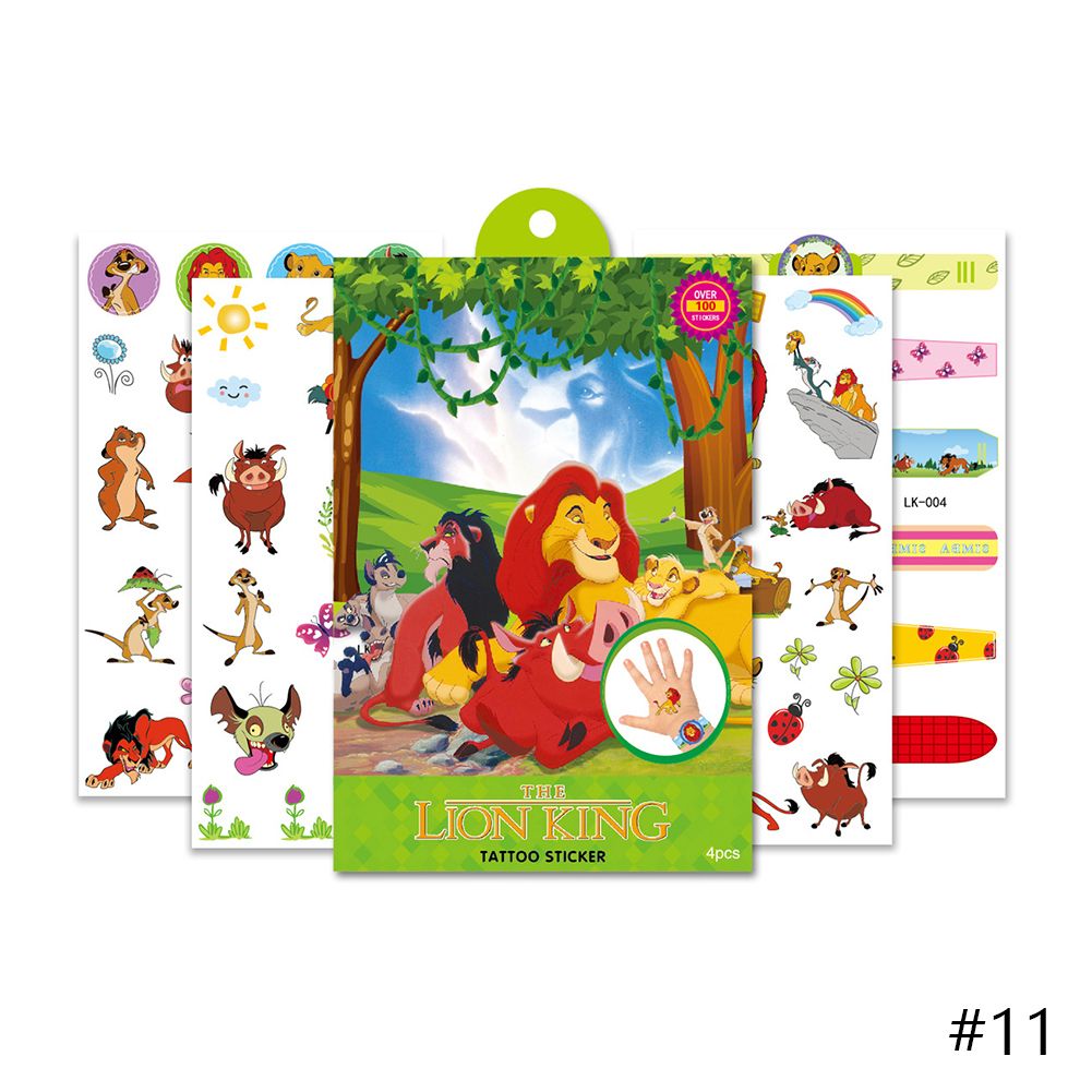 4Sheets/Box Kids Boys Girls Cartoon Tattoo Sticker Princess Mermaid Stickers Christmas Birthday Gift