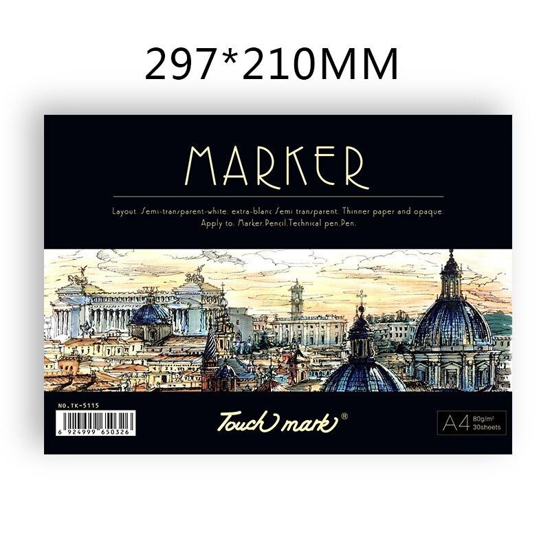 TOUCHMARK 30 Sheets Marker Pad Professional A3 A4 No Penetration Paper Drawing Album Sketchbook For Student Artists Art Supplies