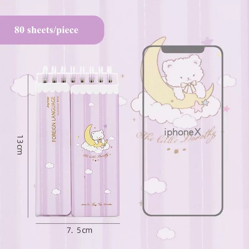 MINKYS Kawaii 80 Sheets Portable Foreign Languages Word Book Vocabulary Memory Study Notebook Japanese School Stationery(null)