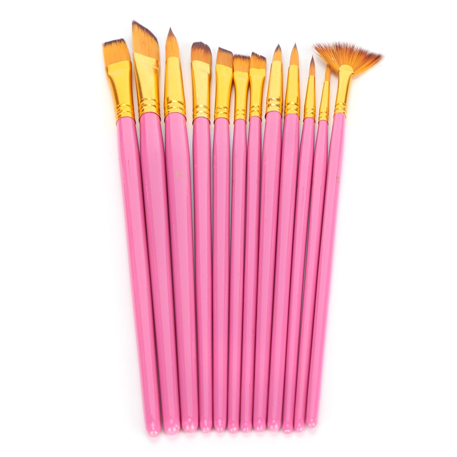 Nylon Hair Paint Brushes Artist Brush 12Pcs Portable Sturdy for Adults Kids Oil/Acrylic/Watercolor/Gouache Painting
