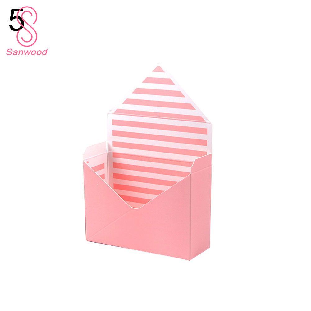 Romantic Envelope Stripe Flower Bouquet Paper Packing Box Holder Florist Gift