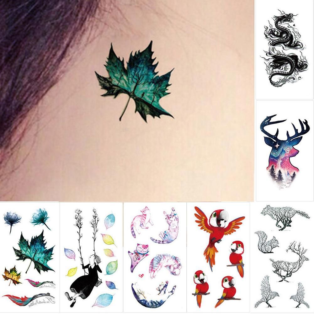 1 Sheet Beauty Decal Waterproof Temporary Tattoo Sticker Cute Colored Animal Pattern Women Girl Body Art 105×60mm Removable