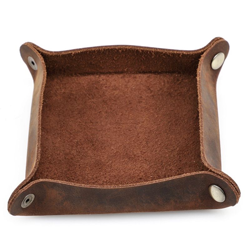Leather Snap Tray Creative Desktop Grocery Storage Box Locking Bowl Stationery Desktop Storage for Computer Desktop
