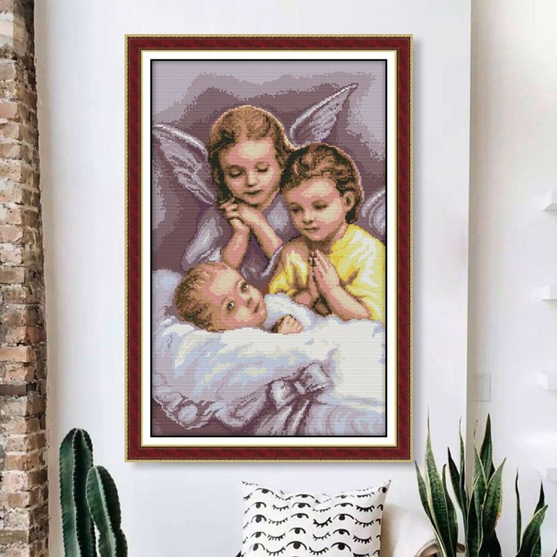 Diy 5D Diamond Painting Kits for Adults and Beginner Cross Stitch Decor Diamond Embroidery Angel Girl Prayer 17X24 Inch