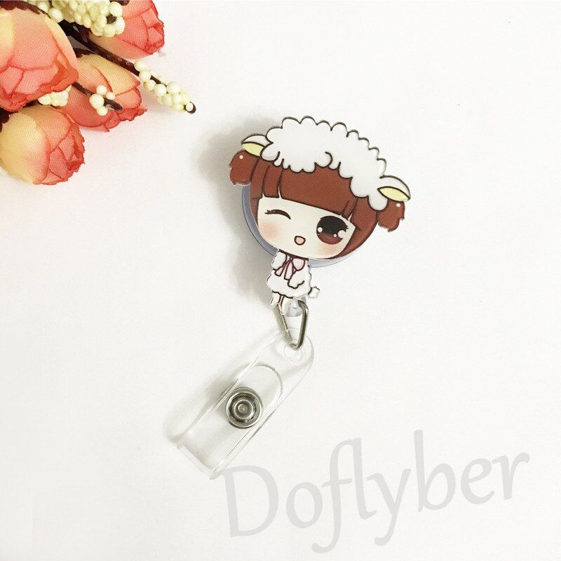 New Cartoon Cat Sheep Badge Reel Office Accessories Student Nurse Exihibiton ID Name Card Retractable Badge Holder