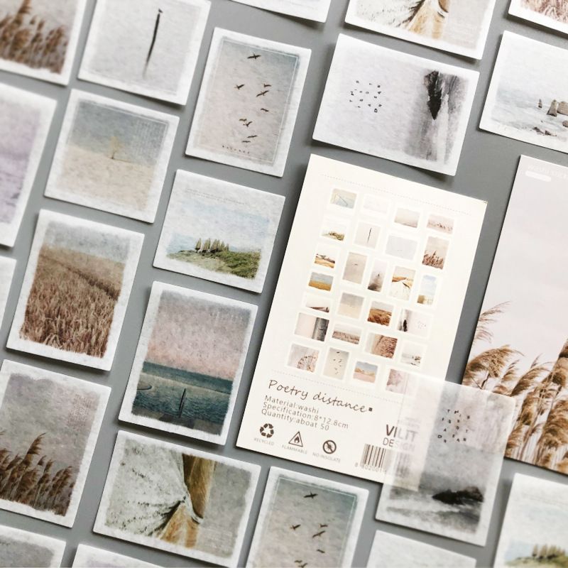 RHS Online 50PCS Landscape Series Material Washi Stickers Album Diary Journal Decorative Scrapbooking DIY Sticker