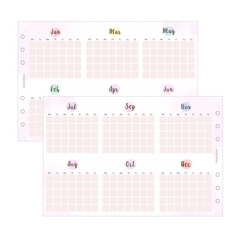 MyPretties Fantasy Yearlly Monthly Planner Refill Papers A5 A6 Three Fold Refills for 6 Hole Binder Organizer Notebook Papers(null)