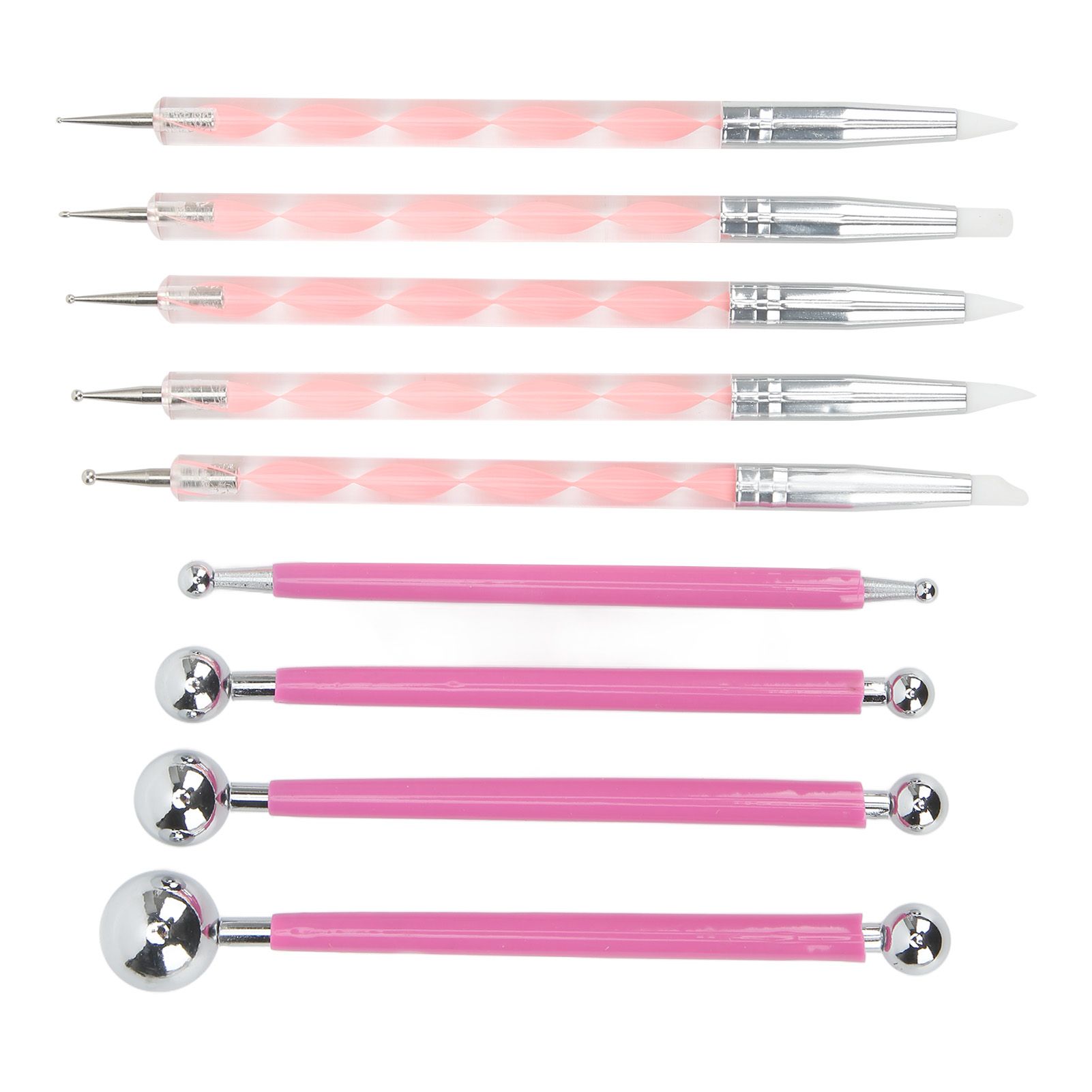 Himeng La 9Pcs DIY Clay Indentation Tool Different Sizes Rust Proof Double Ended Metal Ball Tools for Pottery Sculpture