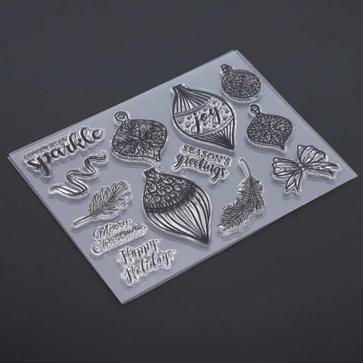 Journal Stamp 2 Set Transparent Rubber TPR Rectangle DIY Christmas Pattern Craft Art