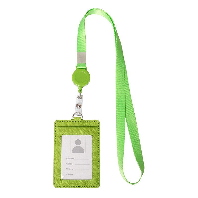 Retractable Lanyards Id Card Holder PU Business Badge Card Holder with Necklace Strap Pass Case Cover Company&office Supplies