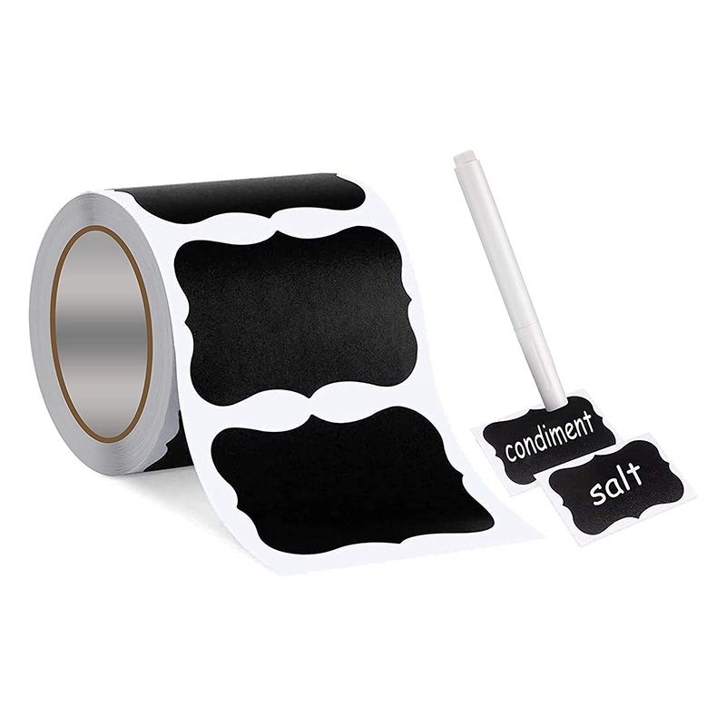 Wavy Shape Chalkboard Labels ,Erasable Reusable Rectangle Blackboard Stickers with 1 Liquid Chalk Pen,150 Pieces