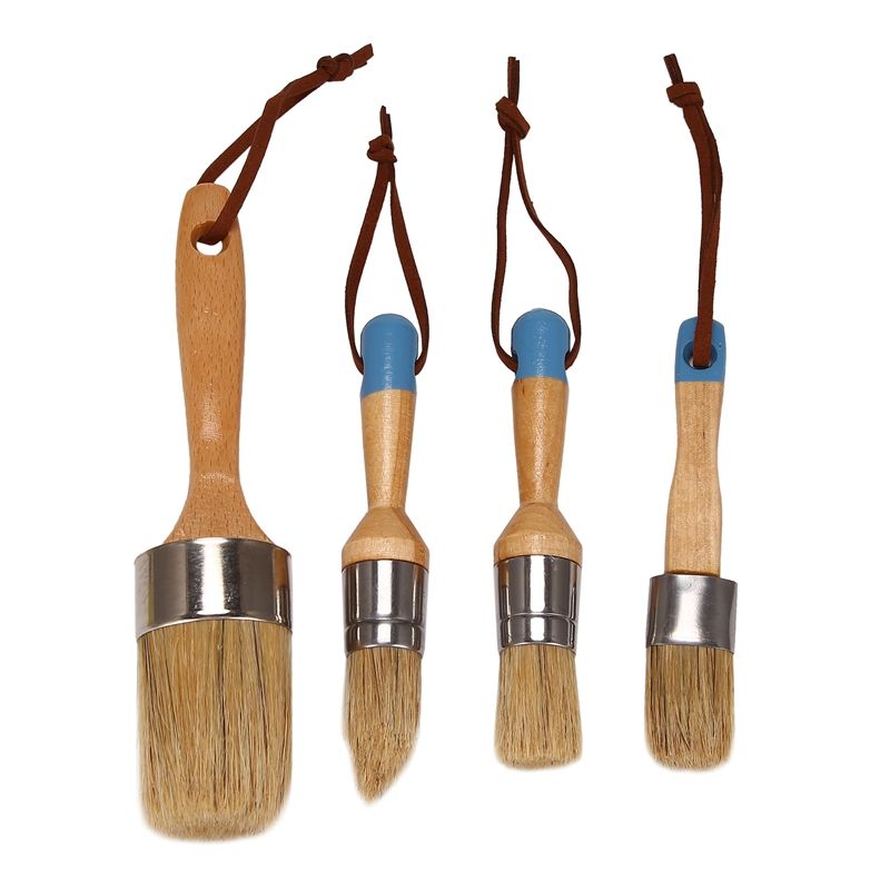 Chalk and Wax Pure Bristle Brushes - Hand Made Multi-Use Brushes - Complete Set (4 Brushes)