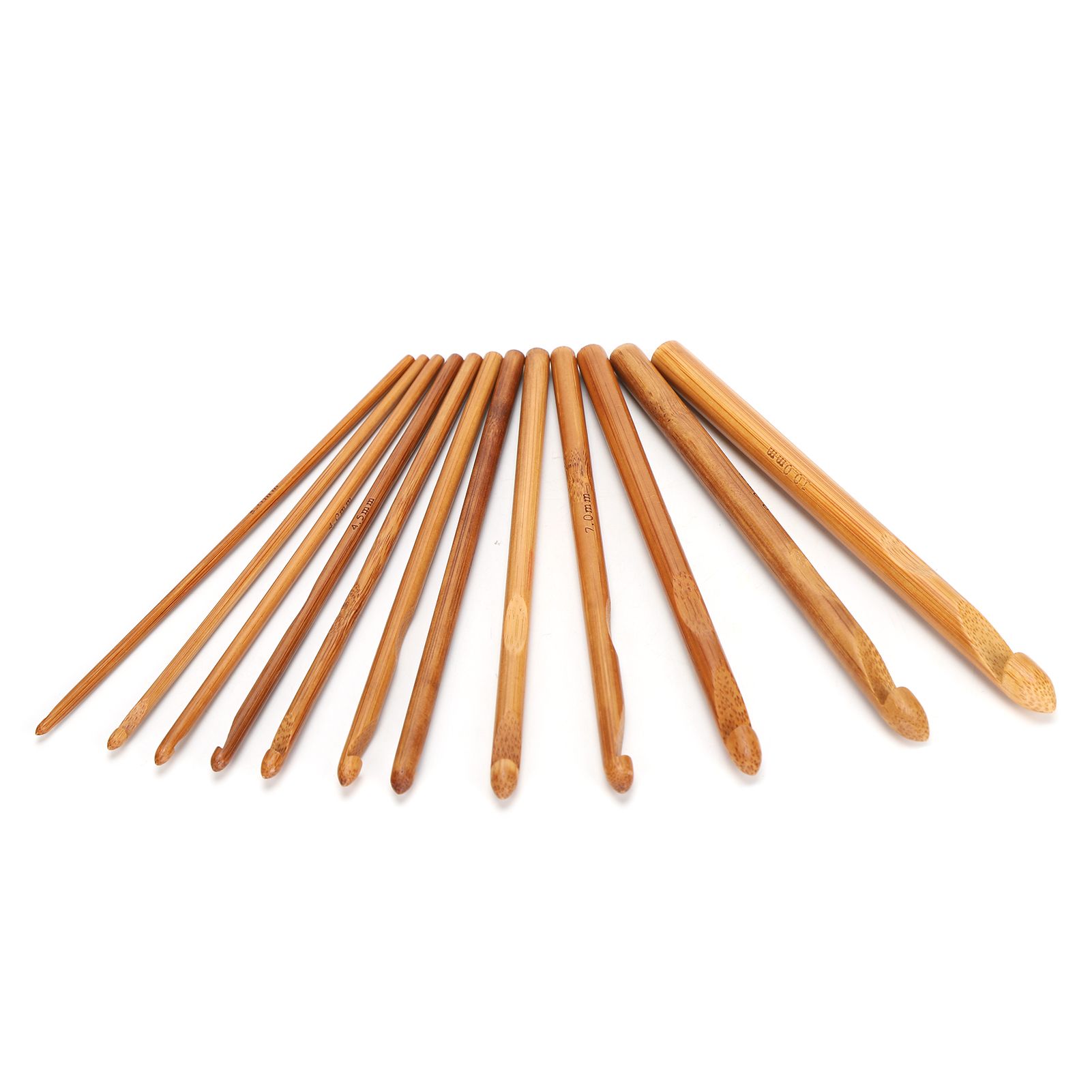 12 Crochet Hooks Cylindrical Carbonized Bamboo Needles Kit For Sweater Knitting
