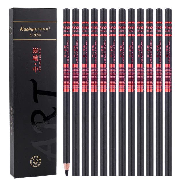 KASIMIR 12 Pcs Soft Charcoal Sketch Pencils Set