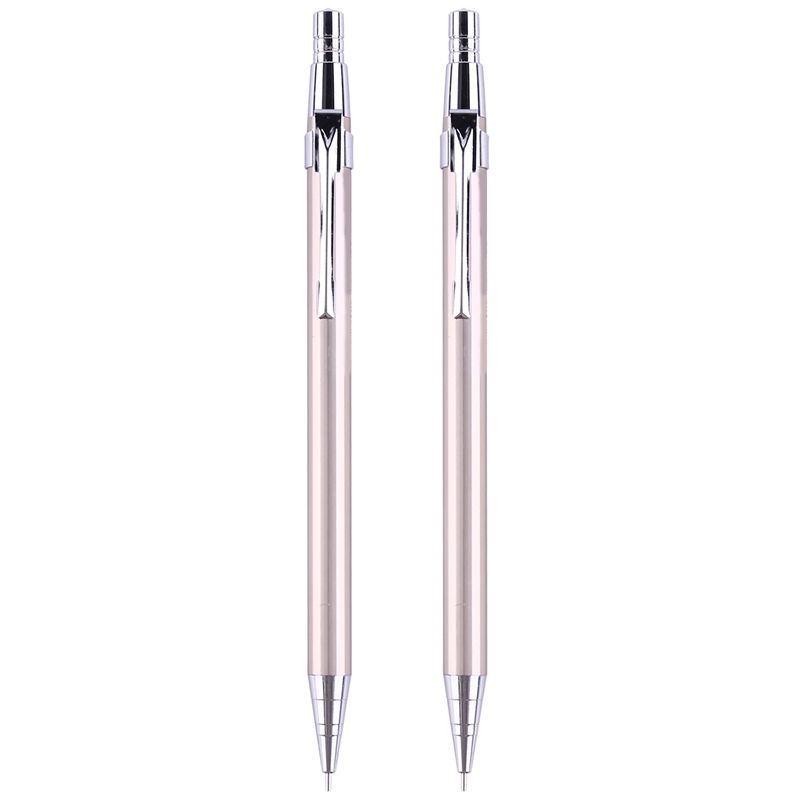 2X Metal Mechanical Pencil Press Automatic Pens for Writing Drawing Stationery School Office Supplies:0.7mm