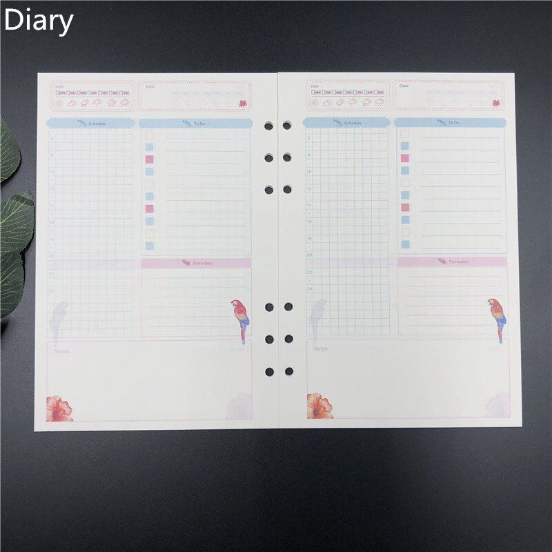 Fromthenon A5A6A7 6 Holes Binder Notebook Refill For Spiral Planner Filler Papers Inside Page Diary Weekly Monthly Dotted Grid