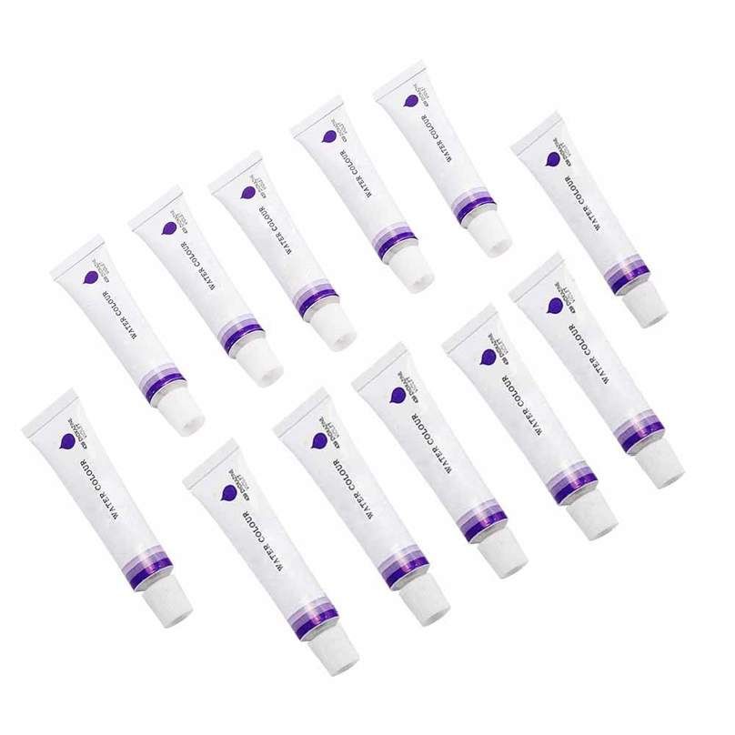Drawing Pigment 12pcs Purple Watercolor Paint Paste Ink Aluminium Tube 12ML Practicing Art Supplies